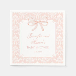 Serviette En Papier Baby shower boho à ruban rose mou