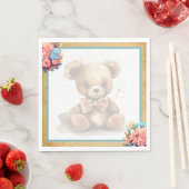 Serviette En Papier Baby shower Boho Blue Bear (En situation)