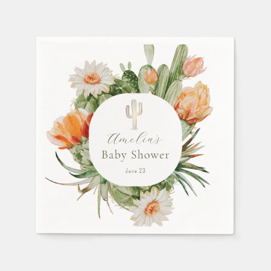 Serviette En Papier Baby shower Boho Cactus (Devant)