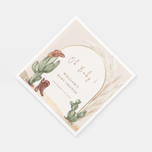 Serviette En Papier Baby shower Boho Cactus Arch Desert Cowboy (Coin)