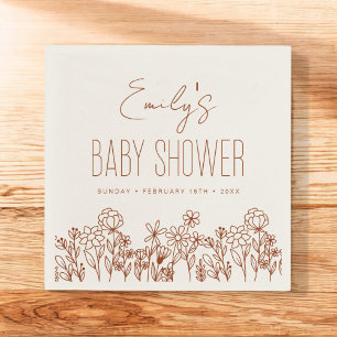 Serviette En Papier Baby shower Boho Fleur sauvage En Terracotta En Fl