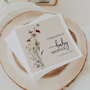 Serviette En Papier Baby Shower Boho Fleurs des Champs