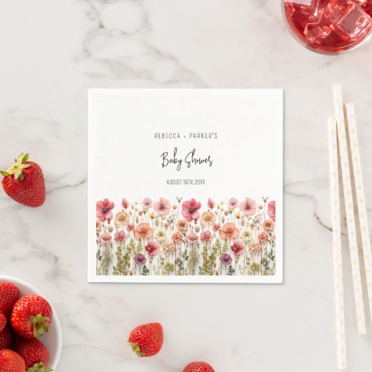Serviette En Papier Baby shower Boho Fleurs fraîches (En situation)