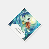 Serviette En Papier Baby shower Boho Magic Ocean Turtle (Coin)