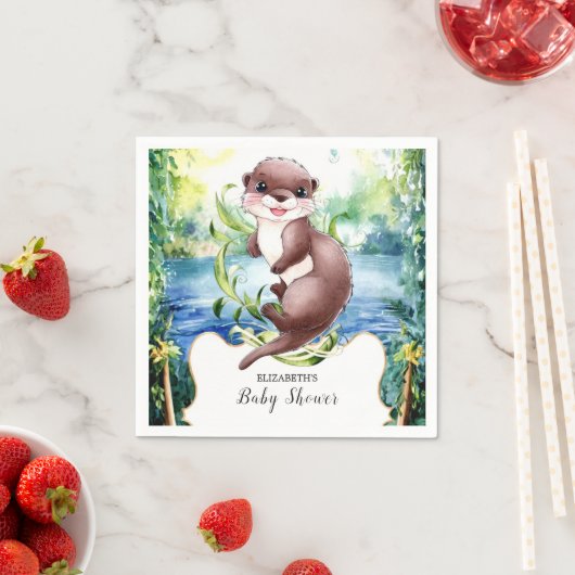Serviette En Papier Baby shower Boho Otter (En situation)