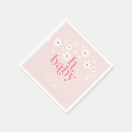Serviette En Papier Baby shower Boho Rose Retro Daisy (Coin)