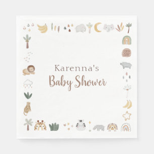Serviette En Papier Baby shower Boho Safari Aquarelle