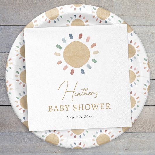 Serviette En Papier Baby Shower Boho Soleil