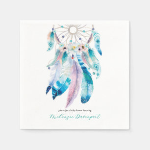 Serviette En Papier Baby shower Boho Turquoise et Purple Dreamcatcher