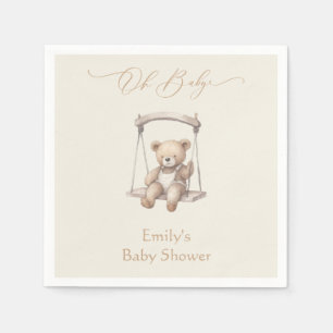 Serviette En Papier Baby shower Boho Vintage Teddy Bear
