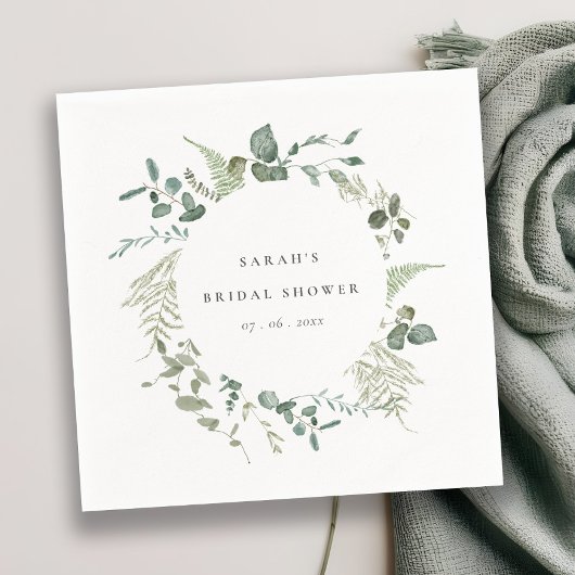 Serviette En Papier Baby Shower Botanique Aquarelle Eucalyptus