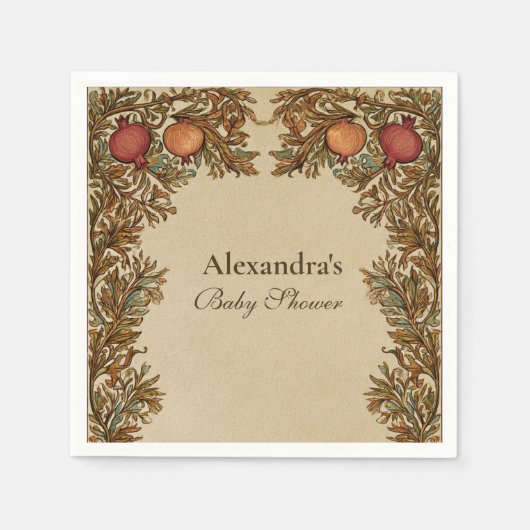 Serviette En Papier Baby shower botanique Art nouveau (Devant)