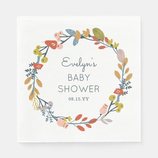 Serviette En Papier Baby shower botanique d'automne (Devant)