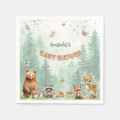 Serviette En Papier Baby shower botanique des animaux de la forêt (Devant)