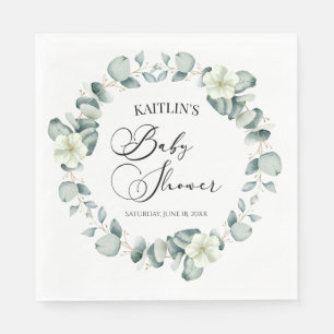 Serviette En Papier Baby shower botanique Feuille Green Eucalyptus