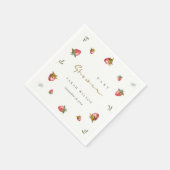 Serviette En Papier Baby shower botanique mignon de fraise rouge (Coin)