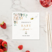 Serviette En Papier Baby shower bourdon abeille fleurie eucalyptus ver (En situation)