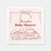 Serviette En Papier Baby shower Bow Jouets Roses (Devant)