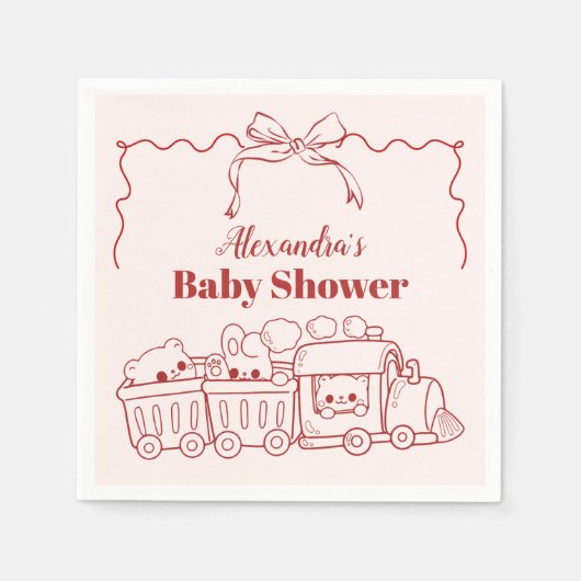 Serviette En Papier Baby shower Bow Jouets Roses (Devant)