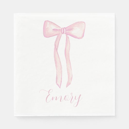 Serviette En Papier Baby shower Bow rose serviettes personnalisables (Devant)
