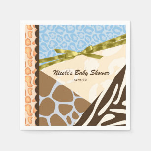 Serviette En Papier Baby shower Boys Blue Safari Fête à thème