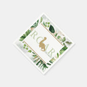 Serviette En Papier Baby shower Brontosaurus Cocktail Vert et Or (Coin)