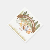 Serviette En Papier Baby shower Brown Et Vert Des Animaux De Bois (Coin)