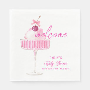 Serviette En Papier Baby shower Brunch Champagne Cerise Rose Accueil
