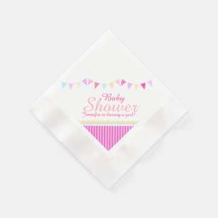 Serviette En Papier Baby shower Bund nom rose fille serviette