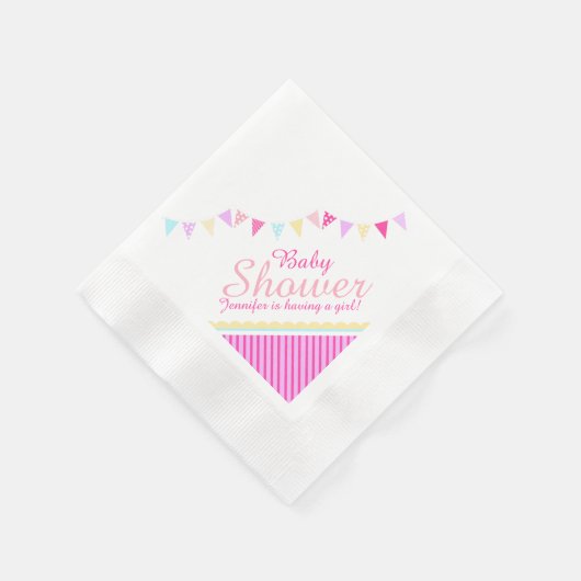 Serviette En Papier Baby shower Bund nom rose fille serviette (Coin)