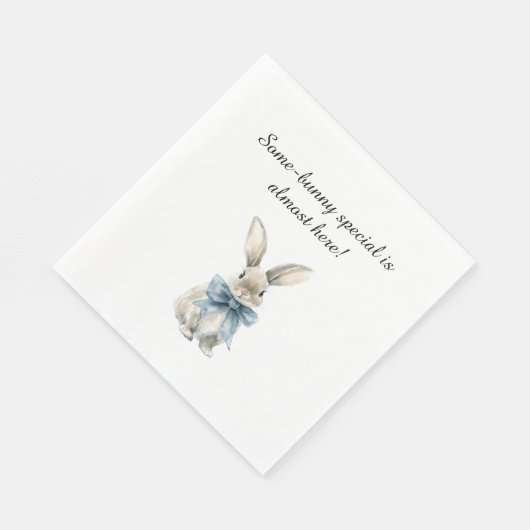Serviette En Papier Baby shower Bunny bleu (Coin)