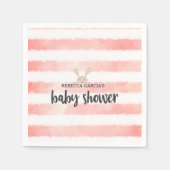 Serviette En Papier Baby shower Bunny Pink Blanc Aquarelle (Devant)