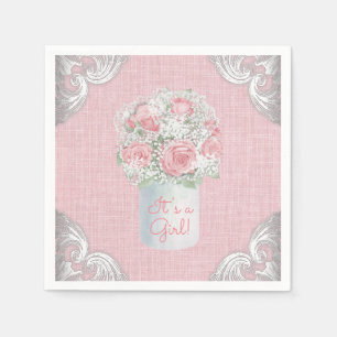Serviette En Papier Baby shower Burlap Mason Jar Papier