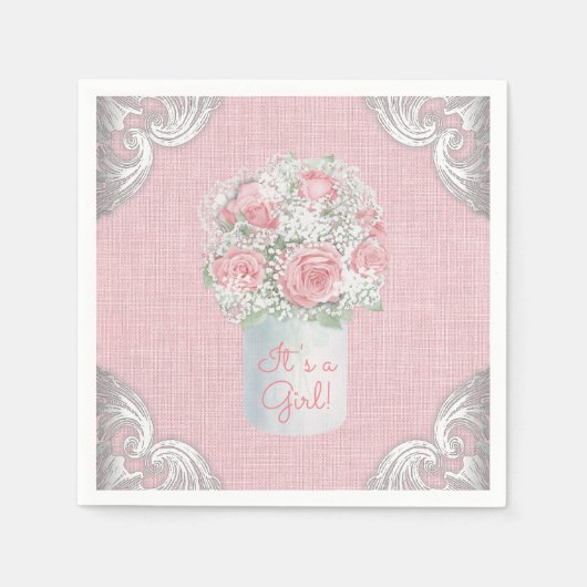 Serviette En Papier Baby shower Burlap Mason Jar Papier (Devant)