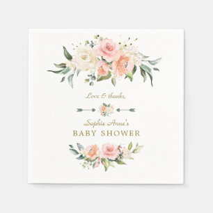 Serviette En Papier Baby shower cadre de Fleurs Roses Bleues Charm