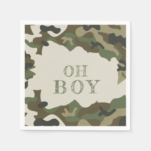 Serviette En Papier Baby shower Camo Vert Gary (Devant)