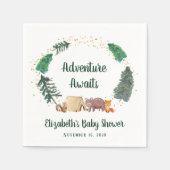 Serviette En Papier Baby shower Camping Aventure Bois Animaux (Devant)