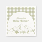Serviette En Papier Baby shower Camping Vert (Devant)