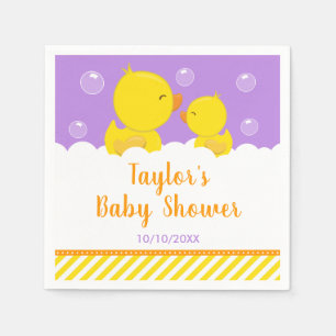 Serviette En Papier Baby Shower Canard en Caoutchouc Jaune et Violet