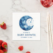 Serviette En Papier Baby shower céleste de lune bleu blanc mignon (En situation)