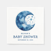 Serviette En Papier Baby shower céleste de lune bleu blanc mignon (Devant)