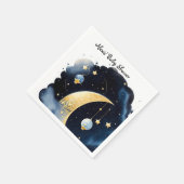 Serviette En Papier Baby shower céleste Lune et étoiles Aquarelle (Coin)