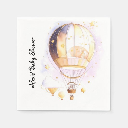 Serviette En Papier Baby shower Celestial Dreamland Hot Air Balloon (Devant)