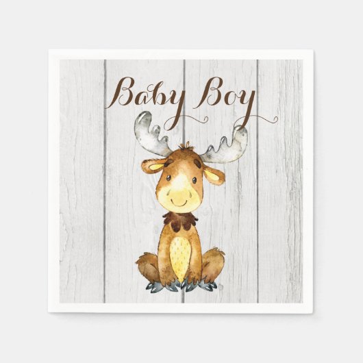 Serviette En Papier Baby Shower Cerf Rustique (Devant)