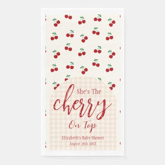 Serviette En Papier Baby shower cerises (Devant)