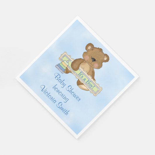 Serviette En Papier Baby shower C'est un garçon Teddy Bear (Coin)