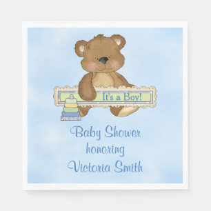 Serviette En Papier Baby shower c'est un ours de nounours de garçon