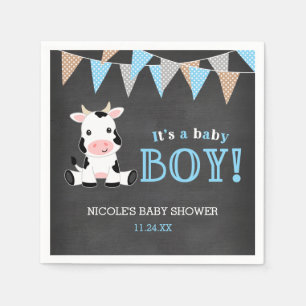 Serviette En Papier Baby shower Chalkboard Cow Bow