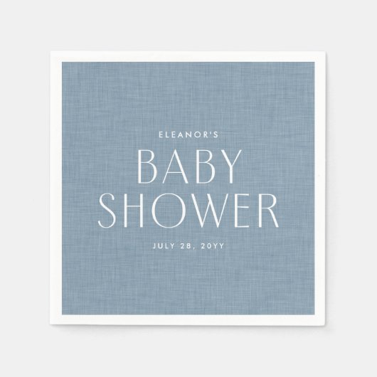 Serviette En Papier Baby shower chambray bleu mignon simple personnali (Devant)