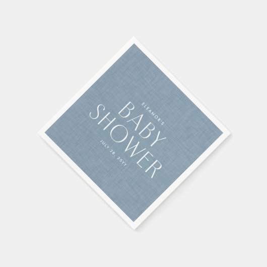 Serviette En Papier Baby shower chambray bleu mignon simple personnali (Coin)
